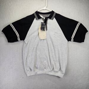 Vintage David Taylor Polo Mens M Sears NWT Dead Stock Gray Black 90s Y2k